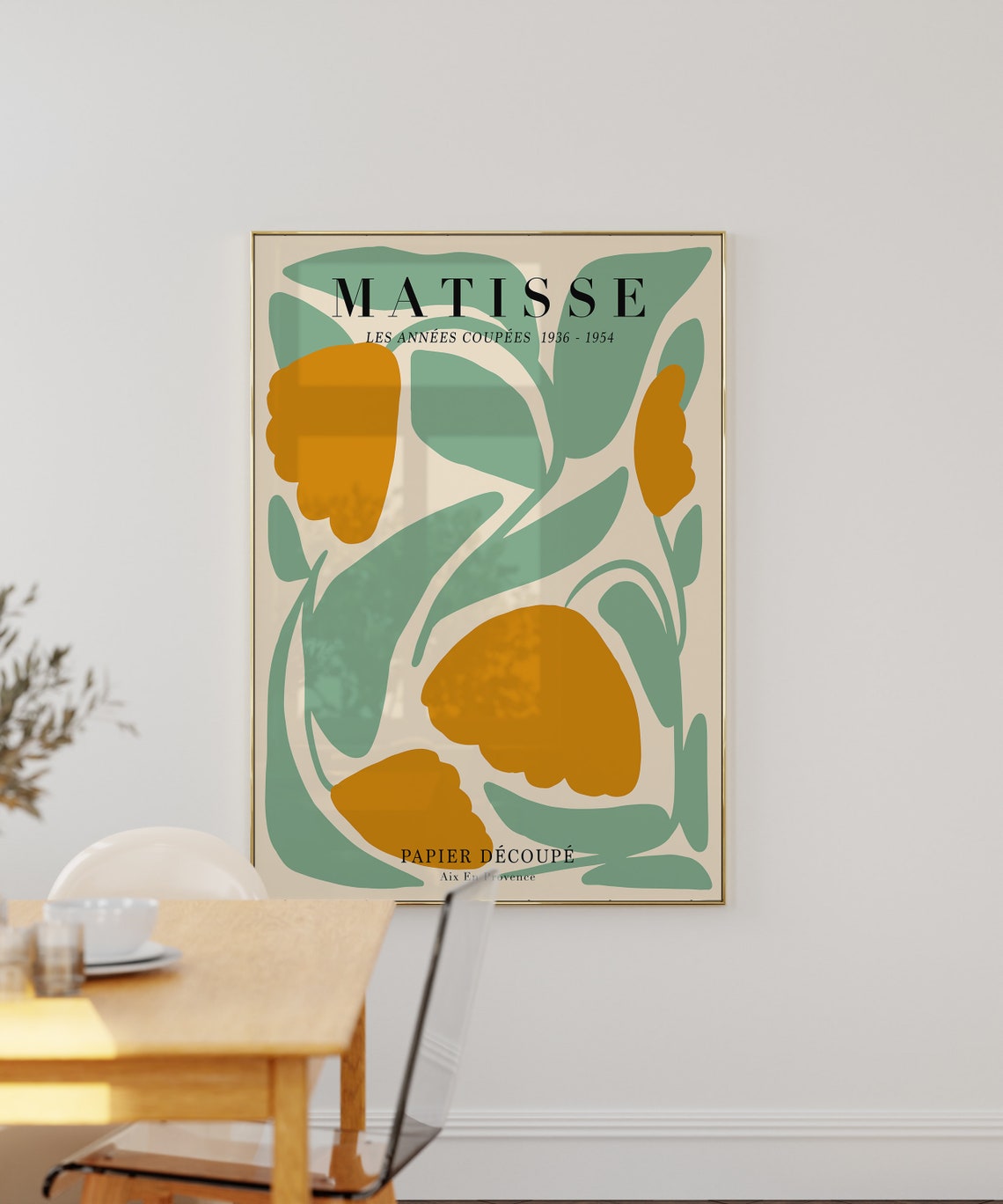 Matisse Papier Decoupe Sage Green Orange Cut Out Flower Art Poster - Image 3