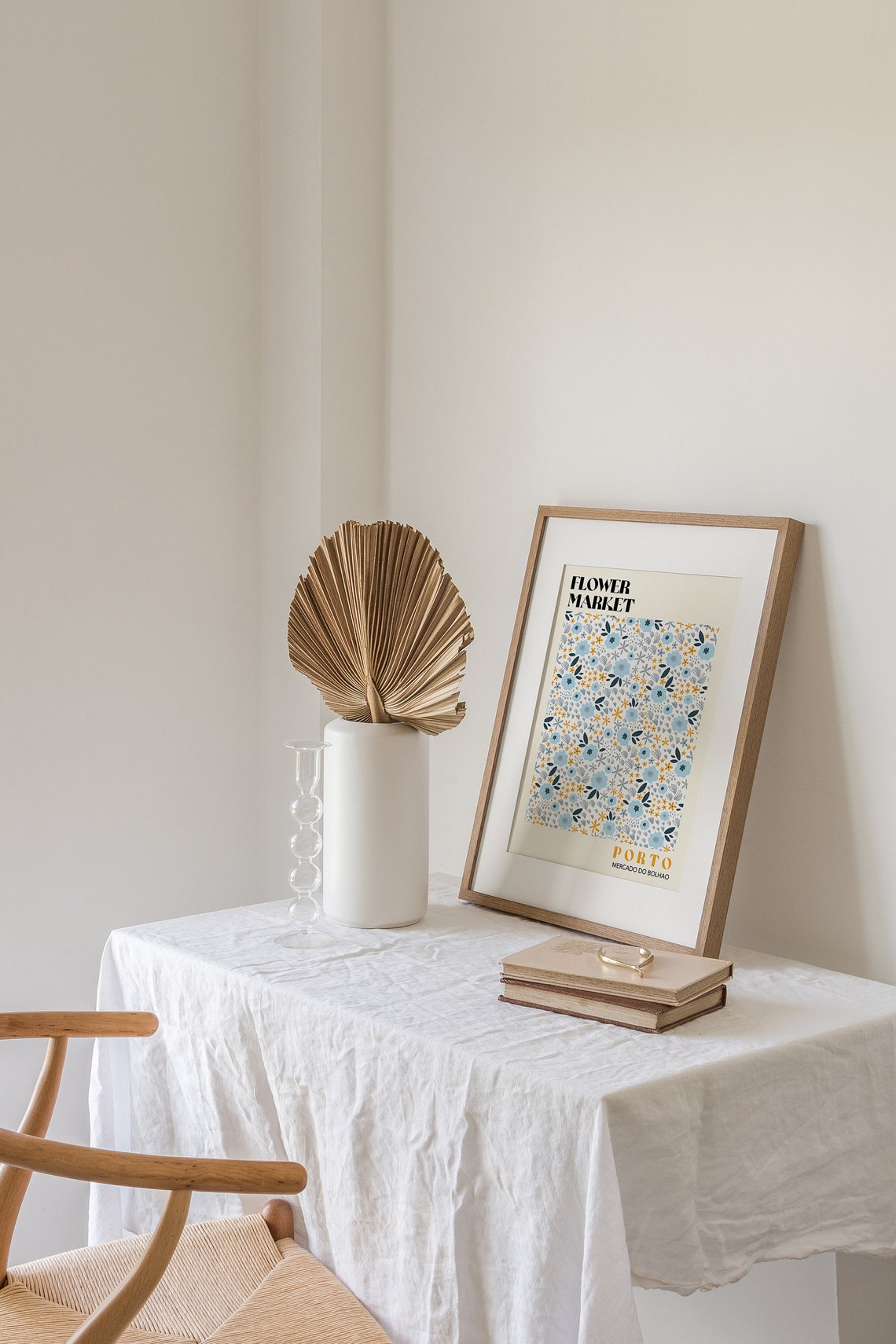 Porto Flower Market Poster Flower Market Poster Floral Art Poster Retro 70s Flower Market Blue Boho Flower Market Print F042 - Image 2