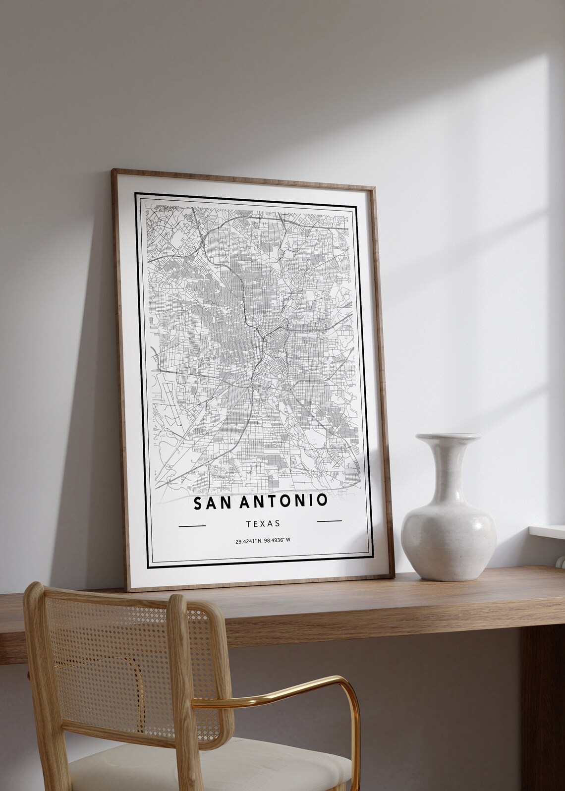 Minimalist San Antonio Texas Black and White City Map Poster - Image 2