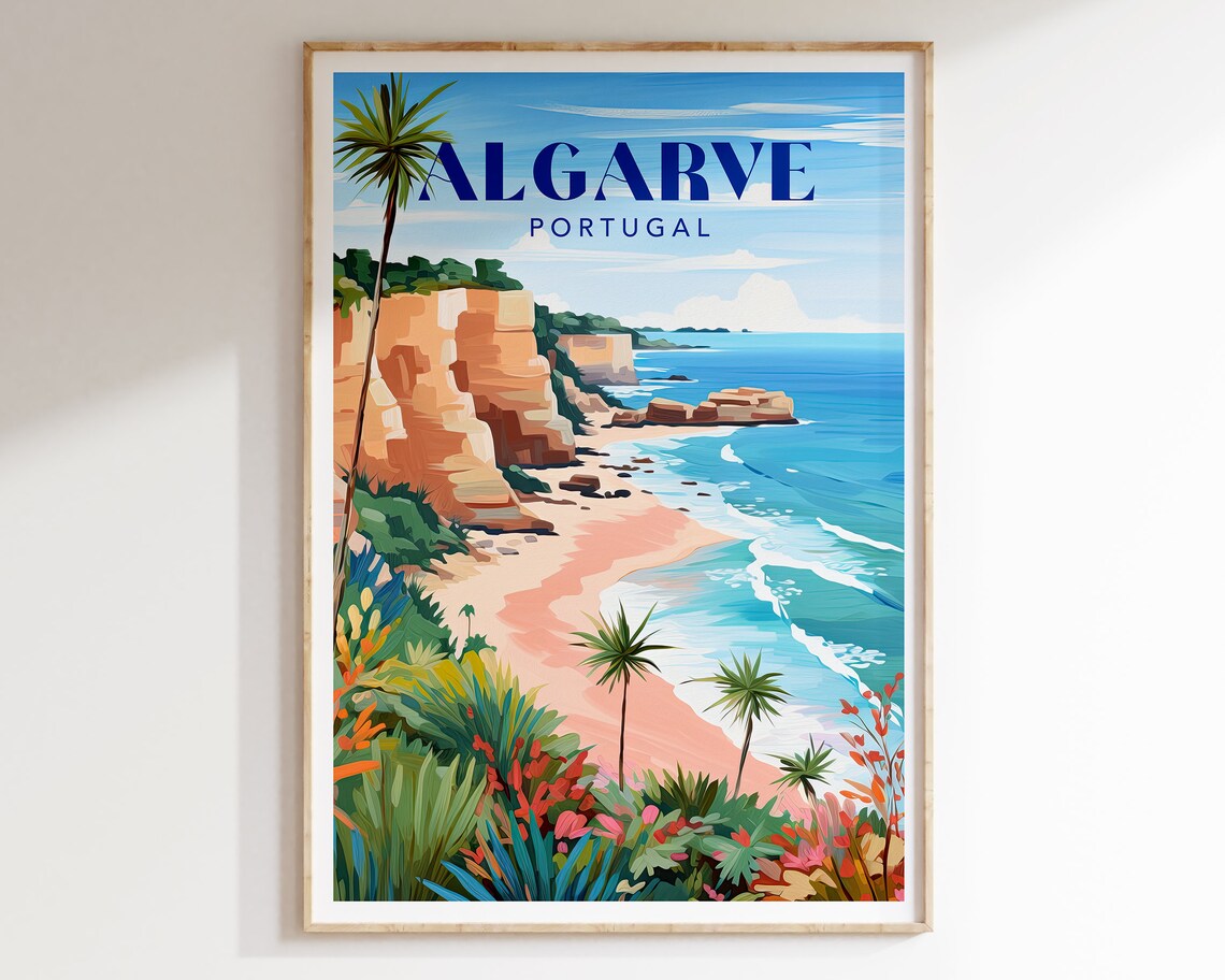 Algarve Portugal Travel Poster, Coastline Art Print