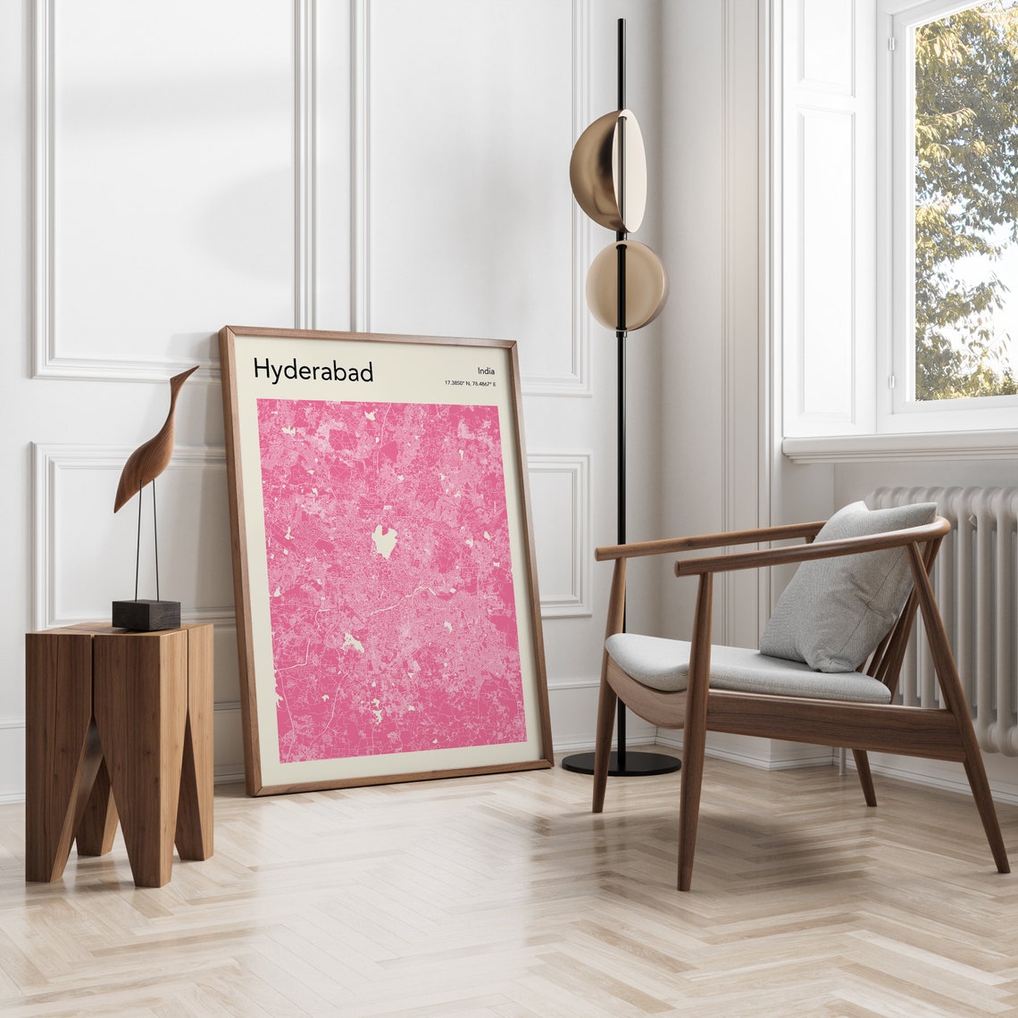 Hyderabad India Monochrome City Map Minimalist Urban Art Poster - Image 3