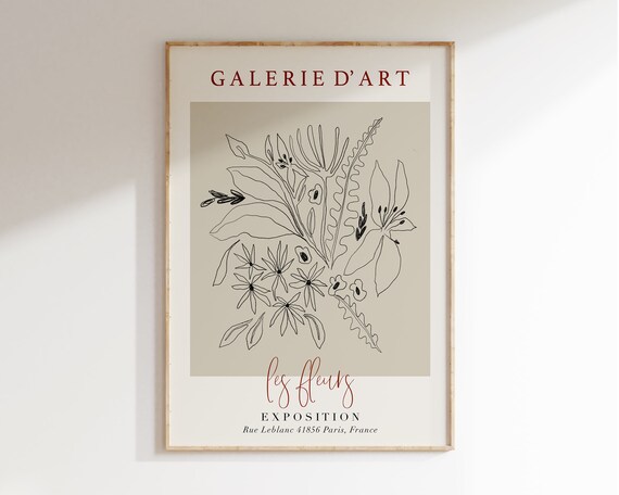 Galerie Dart Paris Les Fleurs Neutral Floral Exhibition Poster