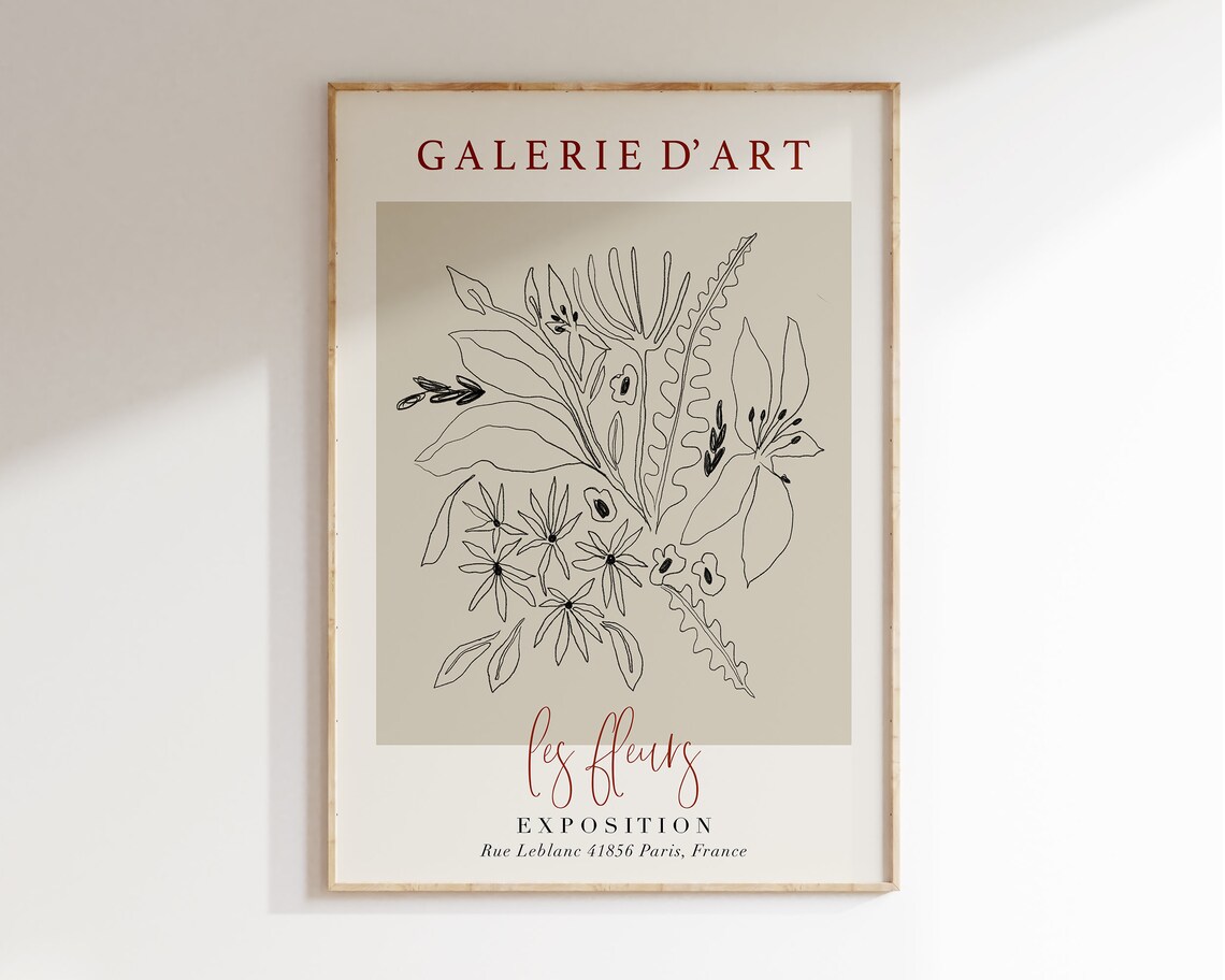 Galerie Dart Paris Les Fleurs Neutral Floral Exhibition Poster