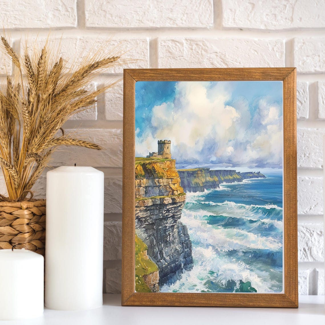 Cliffs of Moher Tower Overlooking Atlantic Ocean Waves Poster - Image 3