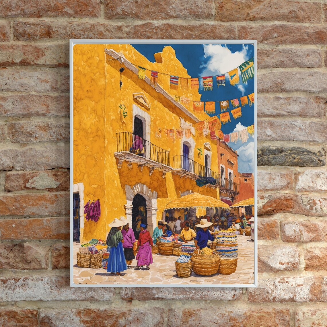 Izamal Mexico Market Yellow City Baskets Street Scene Poster - Image 6