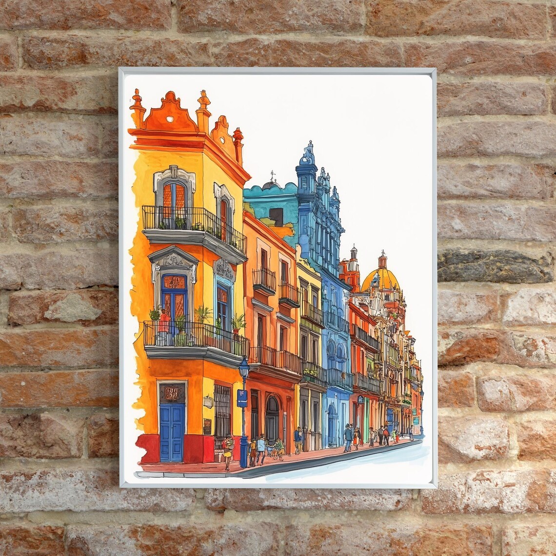 Mexico City Historic Center Colorful Colonial Street Scene Poster - Image 6