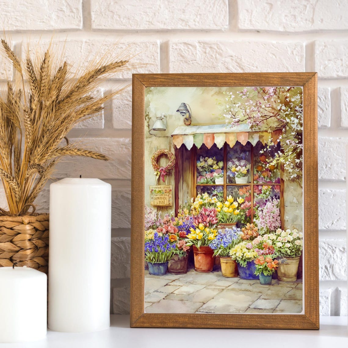 Old English Flower Shop Springtime Storefront Watercolor Poster - Image 2