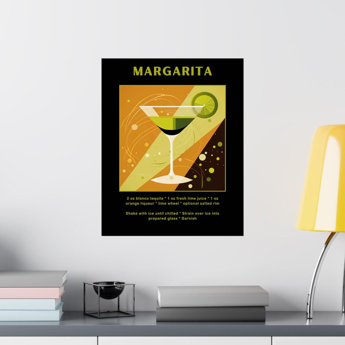 Margarita Classic Cocktail Recipe Poster Retro Home Bar Decor - Image 2
