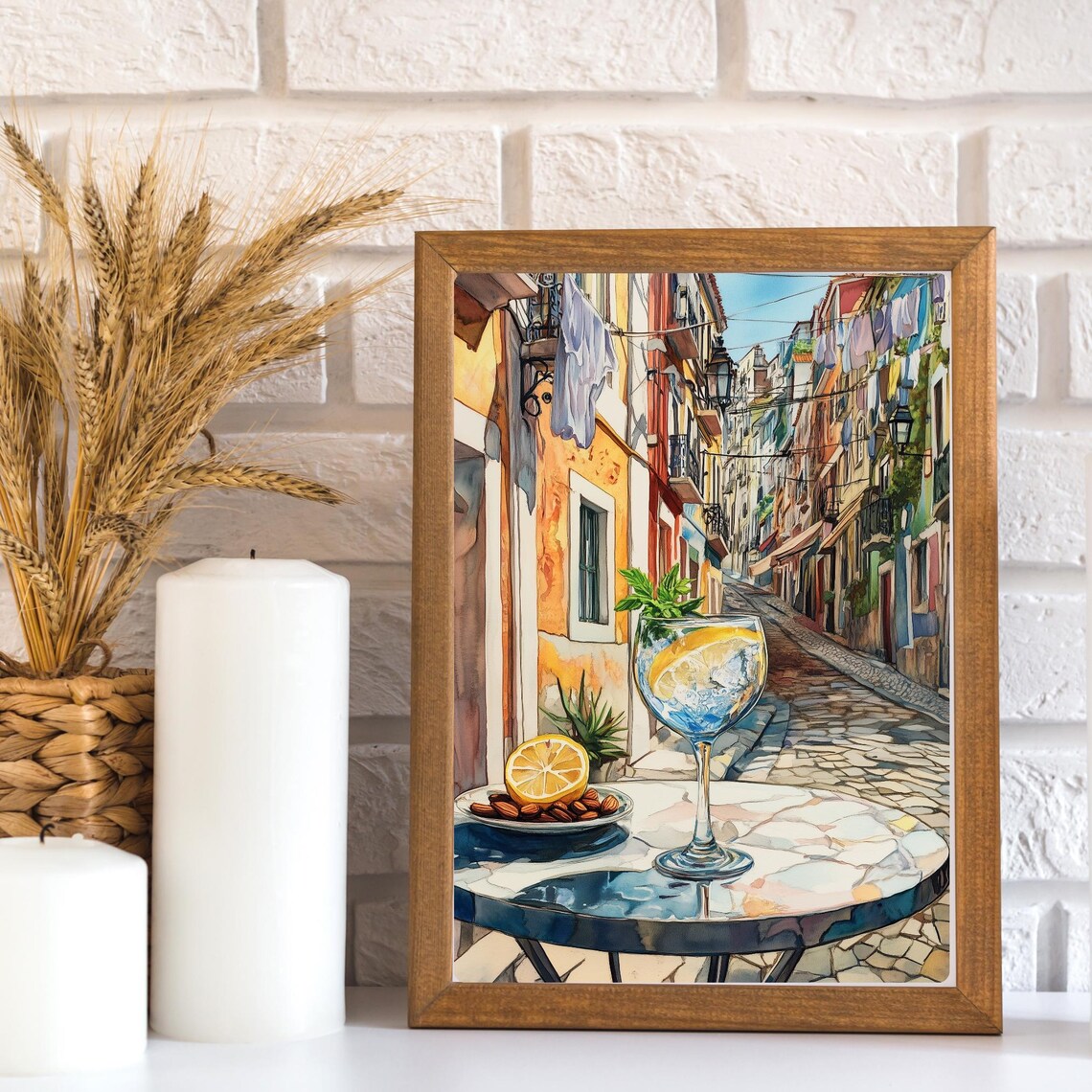 Citrus Spritz Cocktail on a Sunlit Lisbon Street Corner Poster - Image 3