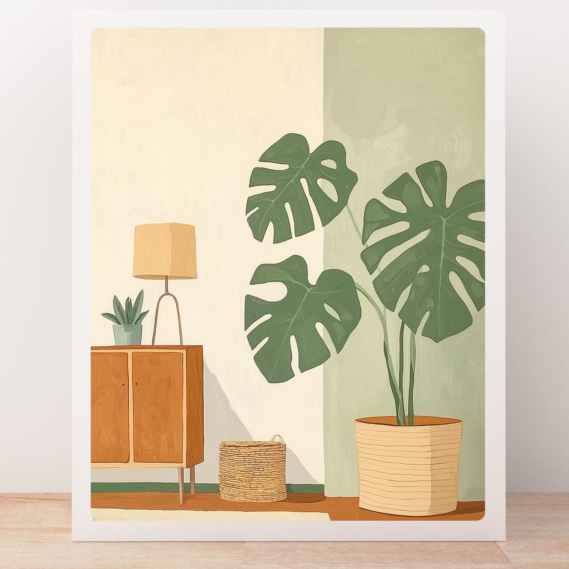 Minimalist Monstera Plant in a Scandinavian Living Room Print - Image 5