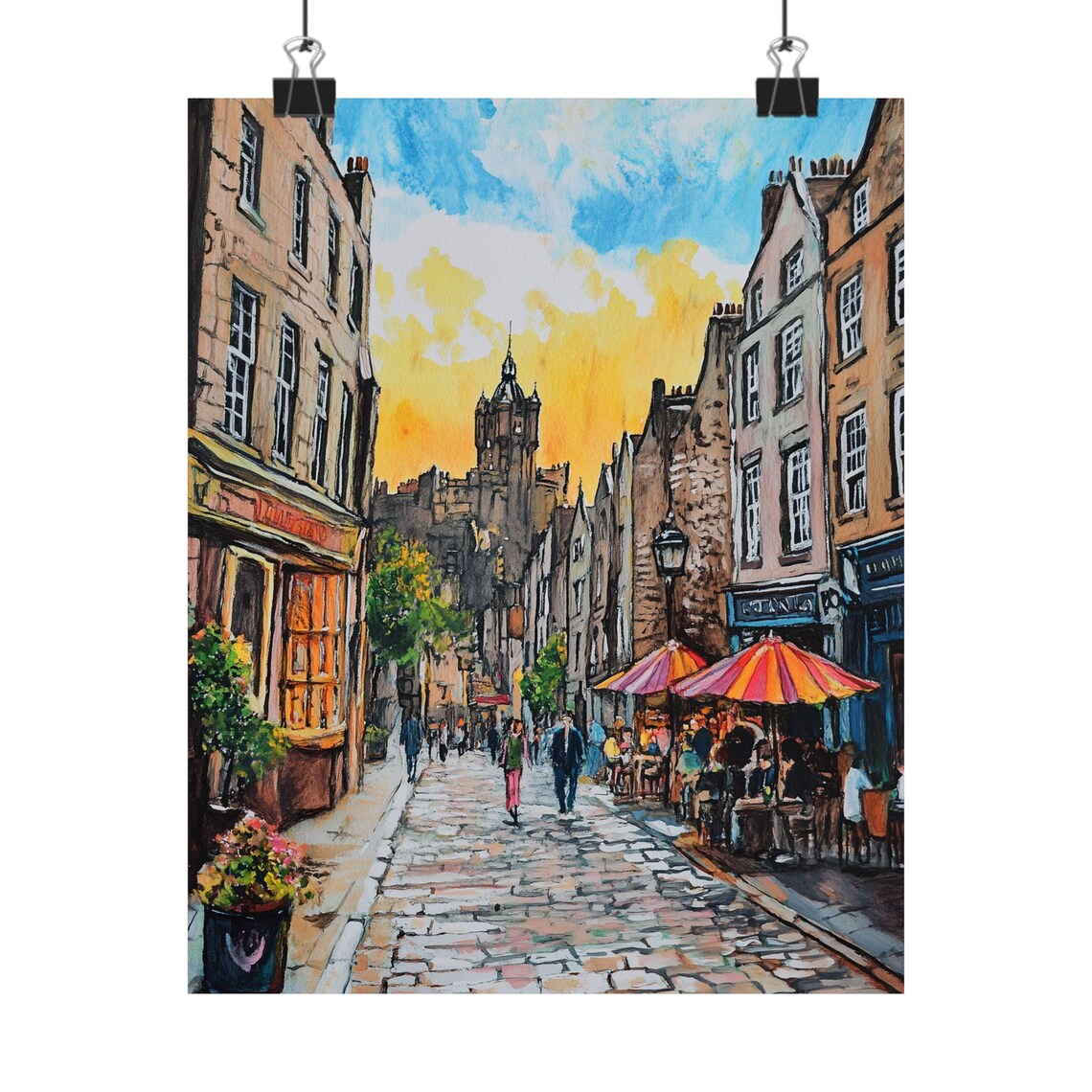 Royal Mile Edinburgh Watercolor Travel Poster