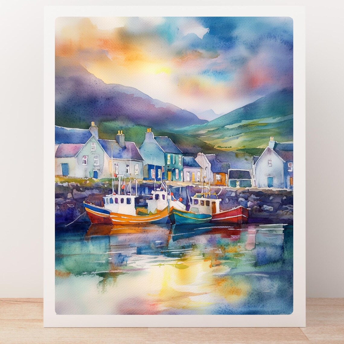 Dingle, Ireland Watercolor Harbor Scene Art Print - Image 5