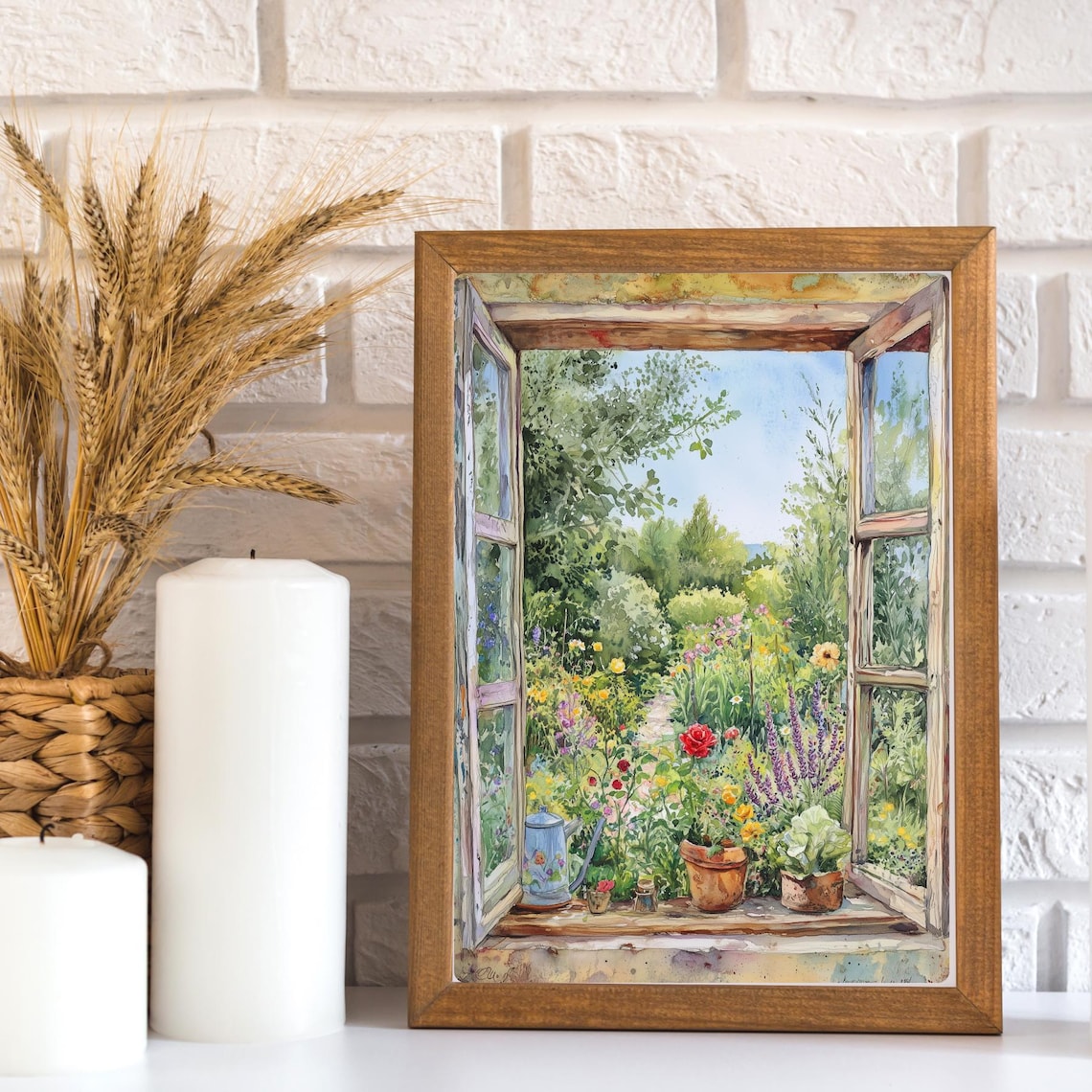 Garden Through Window, Cottage Garden View Art Print - Image 2