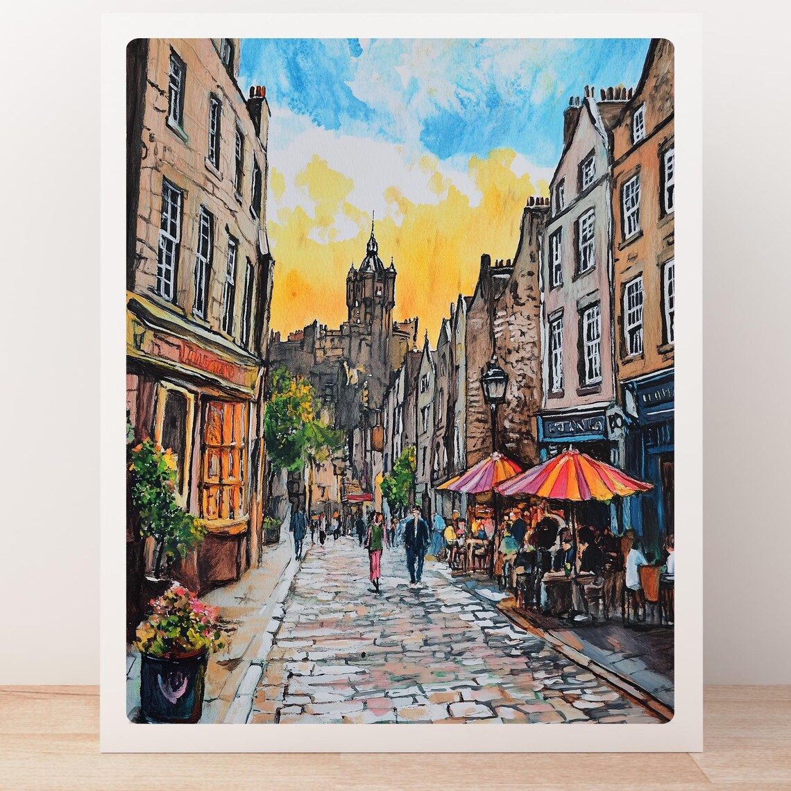 Royal Mile Edinburgh Watercolor Travel Poster - Image 4