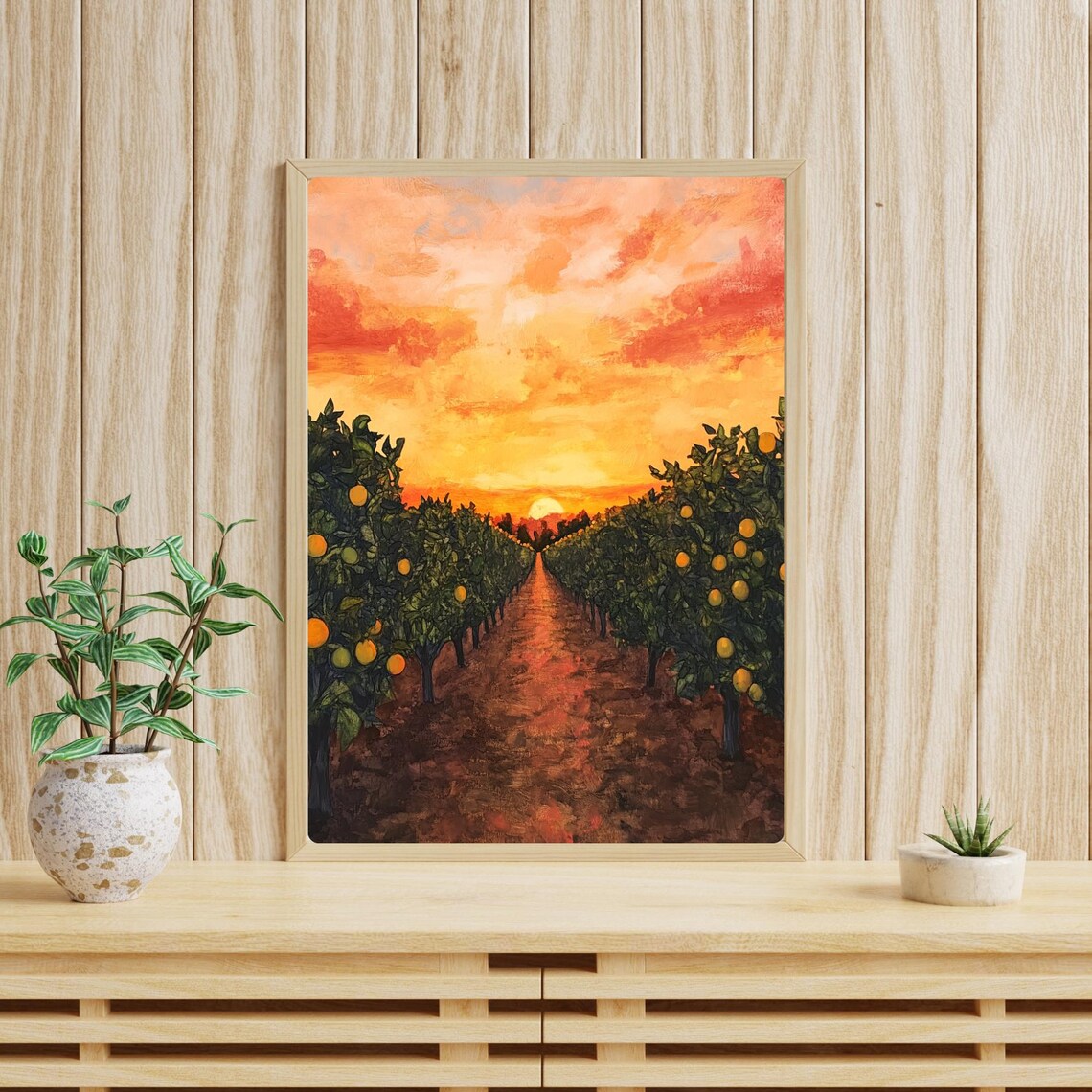 Citrus Orchard Sunset Glowing Orange Trees Golden Hour Poster - Image 4