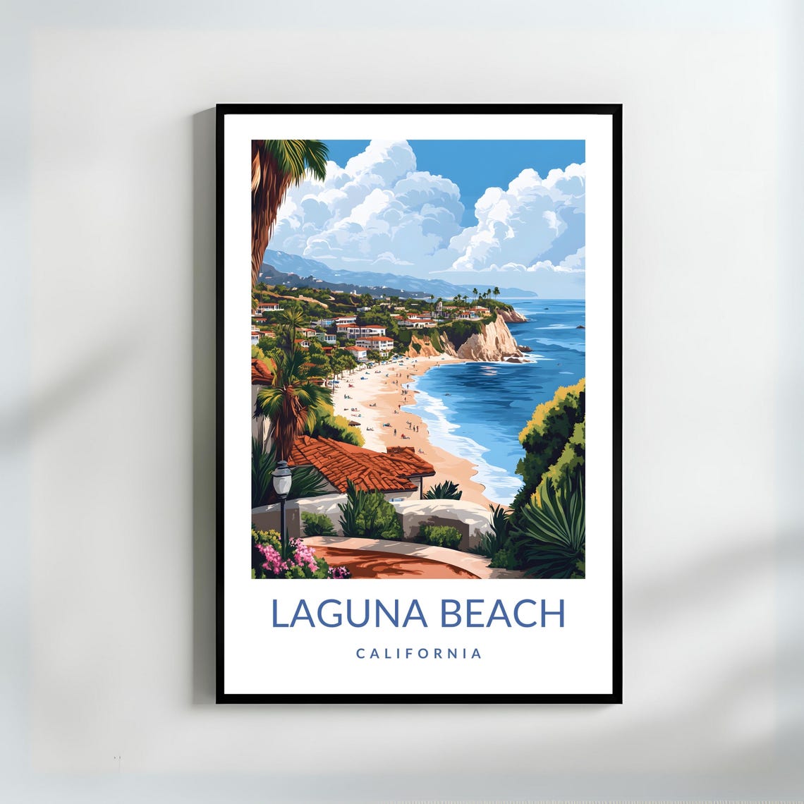 Laguna Beach California Coastal Cliffs Surf Beach Travel Poster