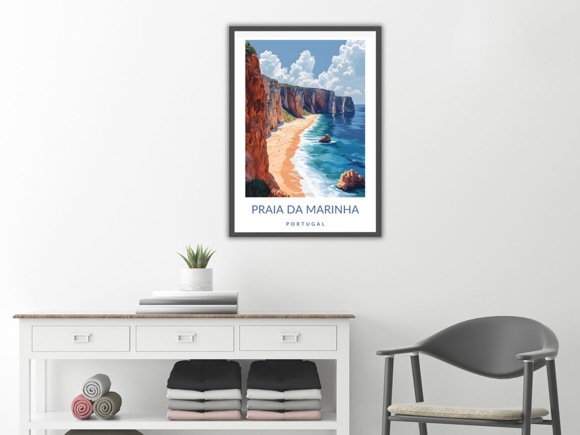 Praia da Marinha Portugal Coastal Cliffs Beach Travel Poster - Image 2
