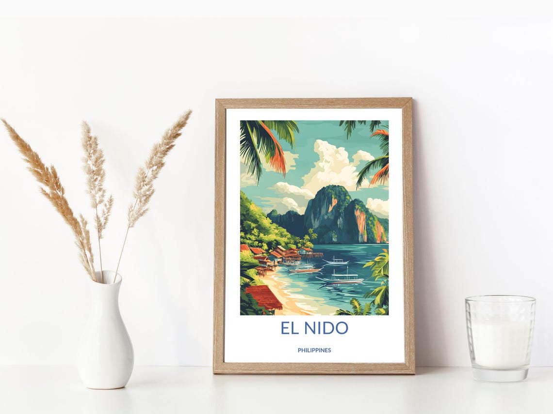 El Nido Palawan Philippines Limestone Cliffs Beach Travel Poster - Image 3