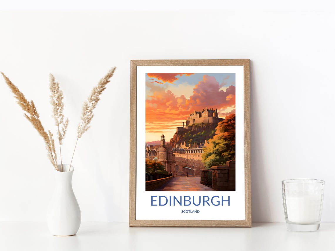 Edinburgh Castle Sunset Dramatic Sky Historic Scotland Poster - Image 3
