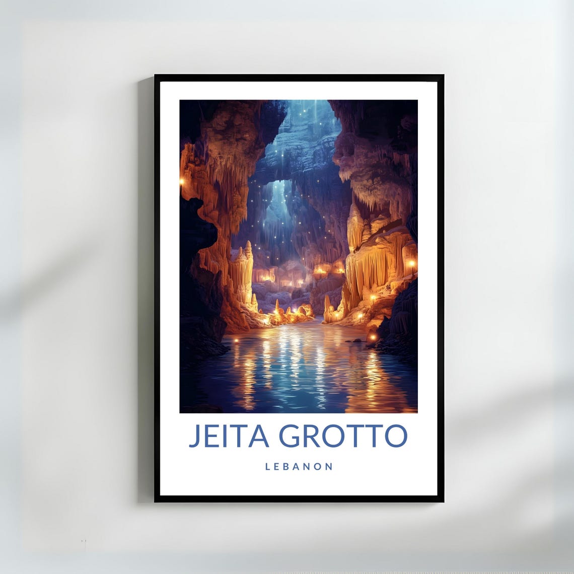 Jeita Grotto Lebanon Poster Majestic Cave Art Print Beautiful Lebanese Travel Gift For Adventure Lovers Stunning Natural Wonder Wall Art