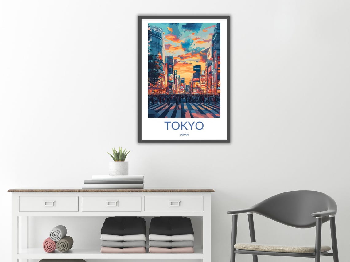 Tokyo Japan Travel Poster Cityscape Tokyo Print Tokyo Gift Tokyo Art Tokyo Decor Shibuya Crossing Japan Wall Art - Image 2