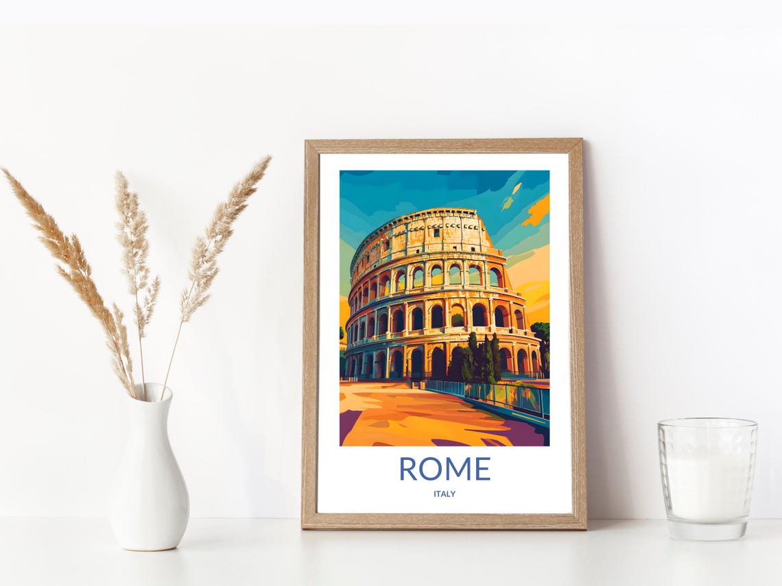 Rome Italy Colosseum Ancient Ruins Daytime Vintage Travel Poster - Image 3