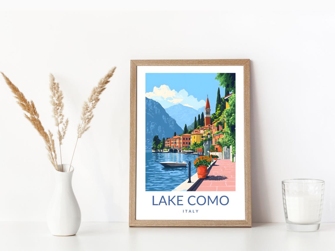 Lake Como Poster Scenic Italian Lake Italy Travel Print Serene Nature Art Lakeside Italy Decor European Landscape Italy Gift - Image 3