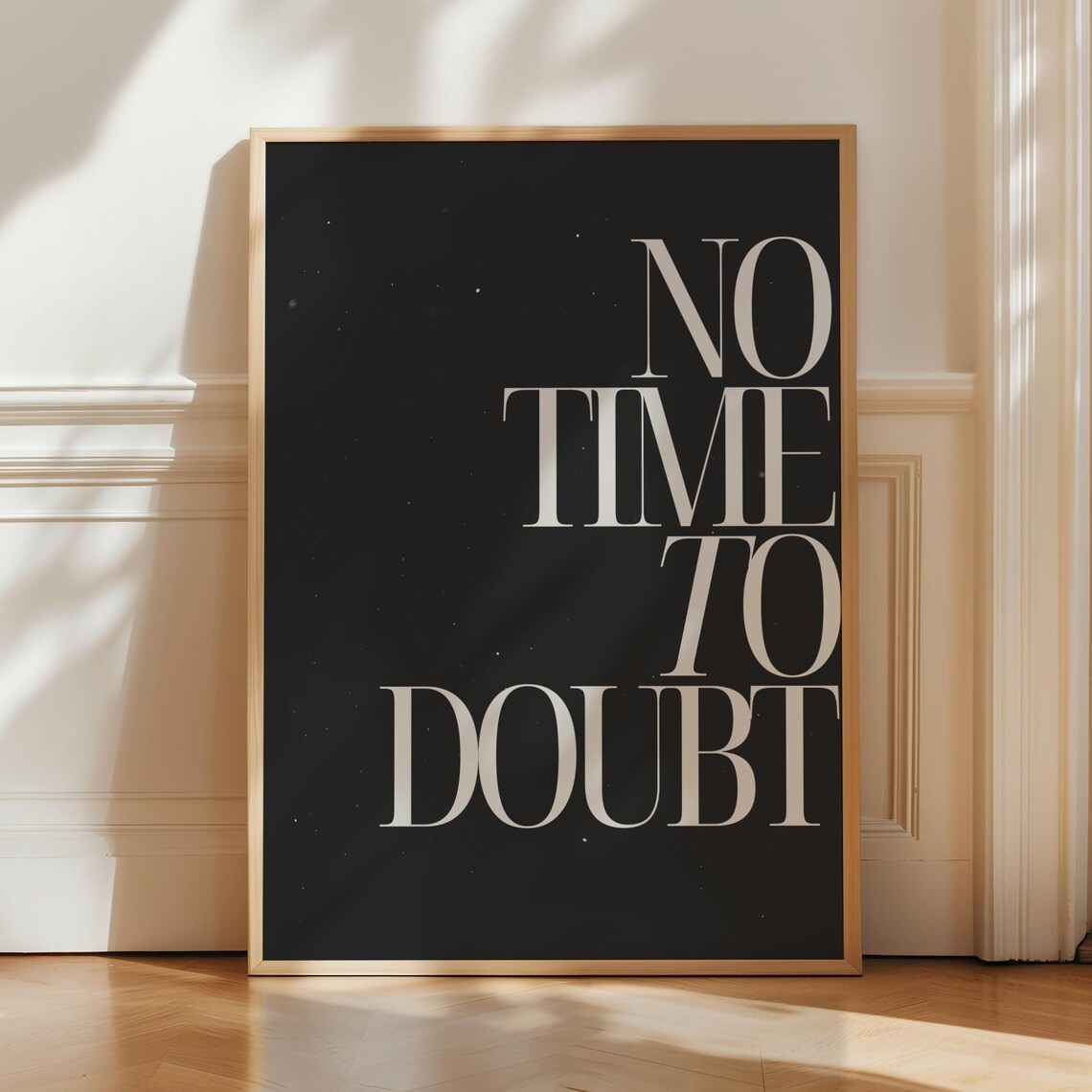 Minimalist Bold No Time To Doubt Black Beige Empowerment Quote Poster - Image 3