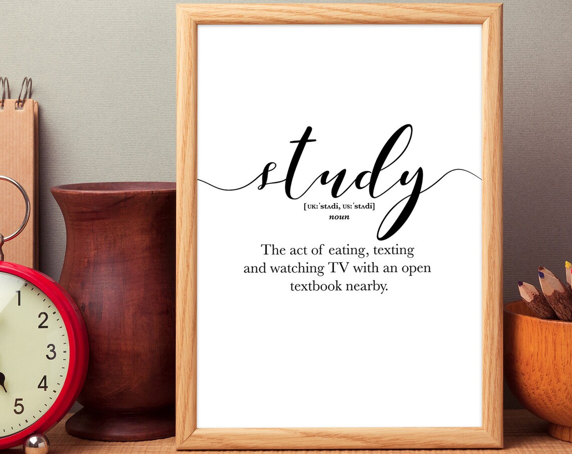 Study Definition Print, Funny Teen Study Decor