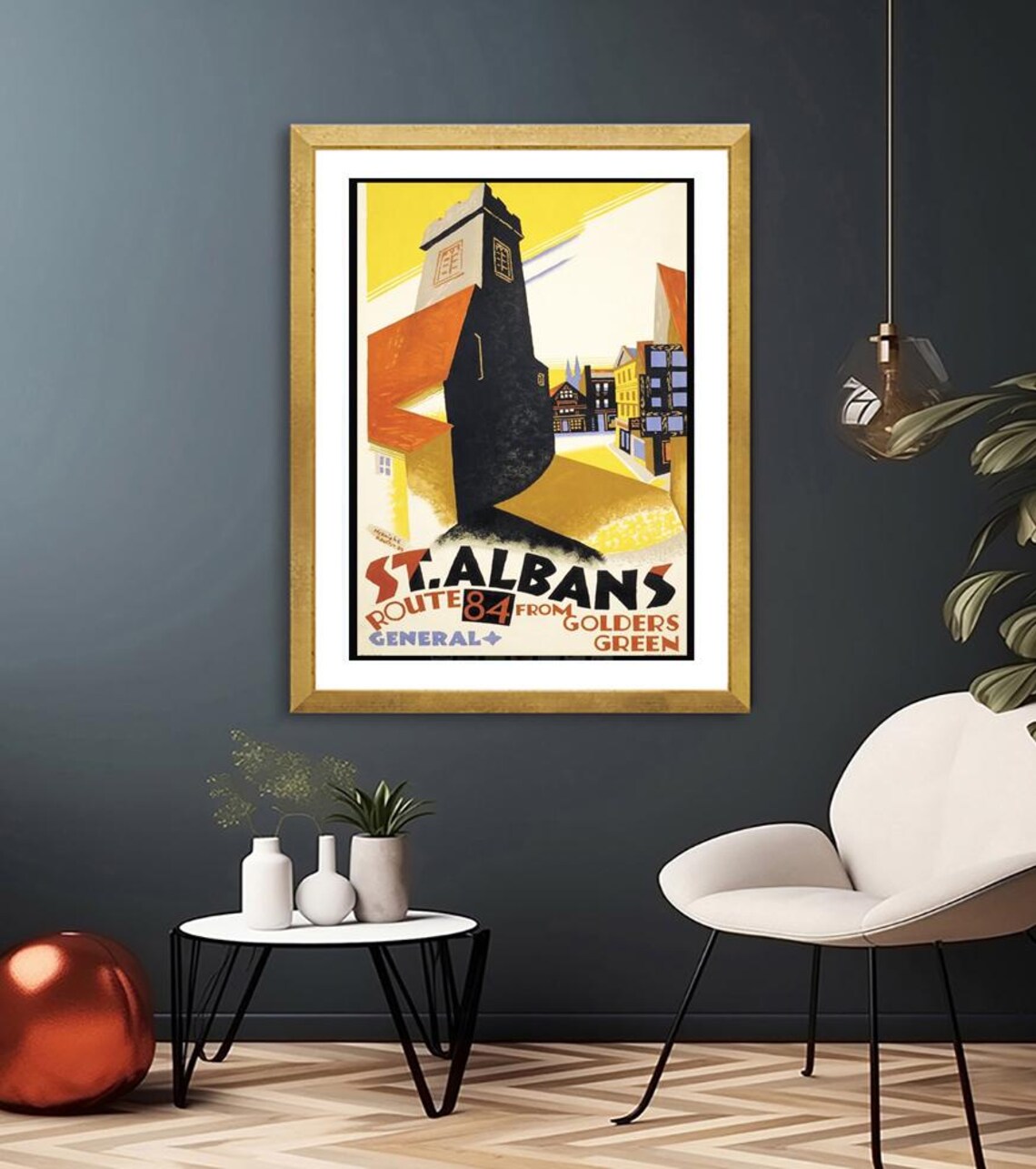 St Albans Route 84 Golders Green London Bus Vintage Travel Poster - Image 3