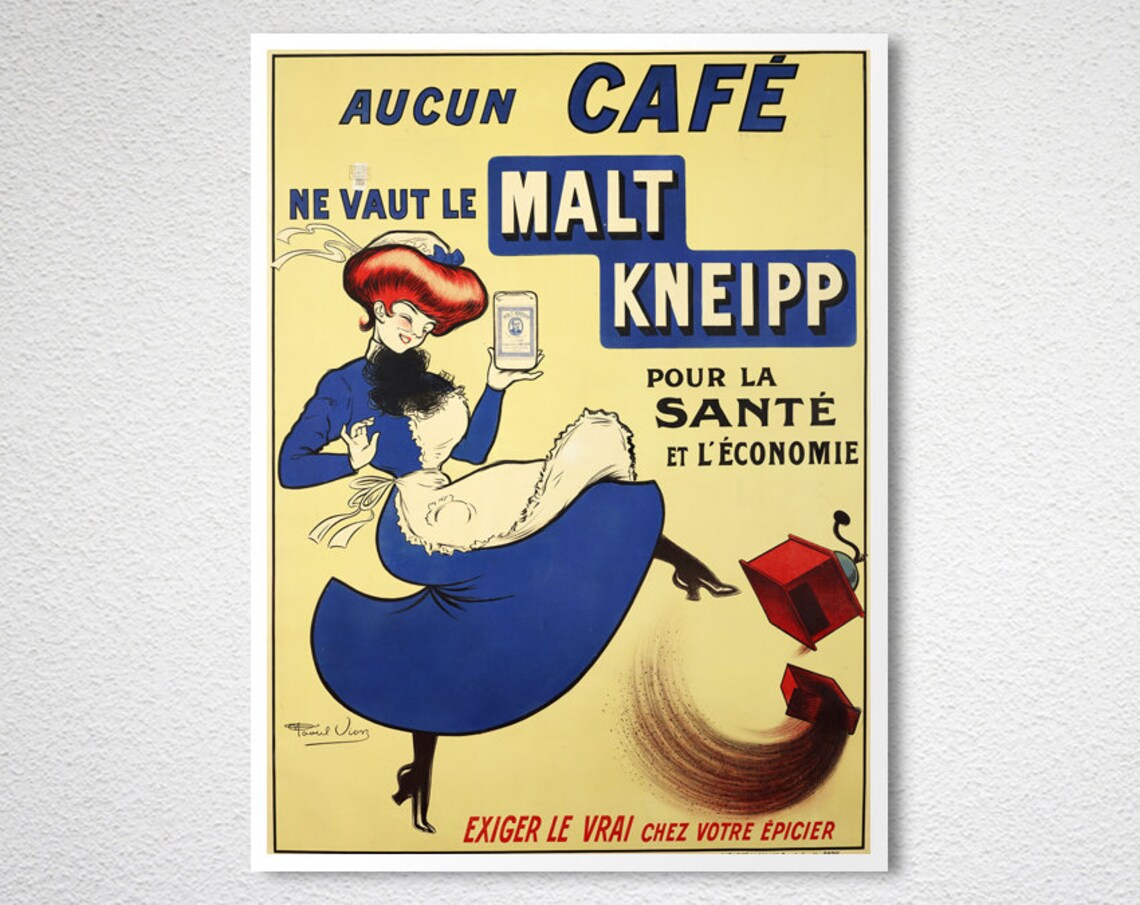 Malt Kneipp Vintage French Coffee Poster Malt Health Drink Art - Image 2