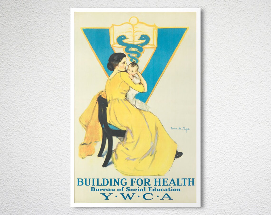 Building for Health YWCA Bureau of Social Education Vintage Poster - Image 2