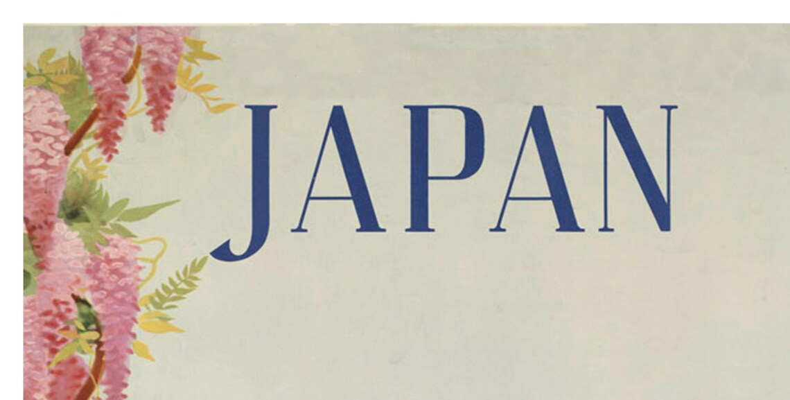 Japan Deer Pagoda Temple Wisteria Garden Vintage Travel Poster - Image 2