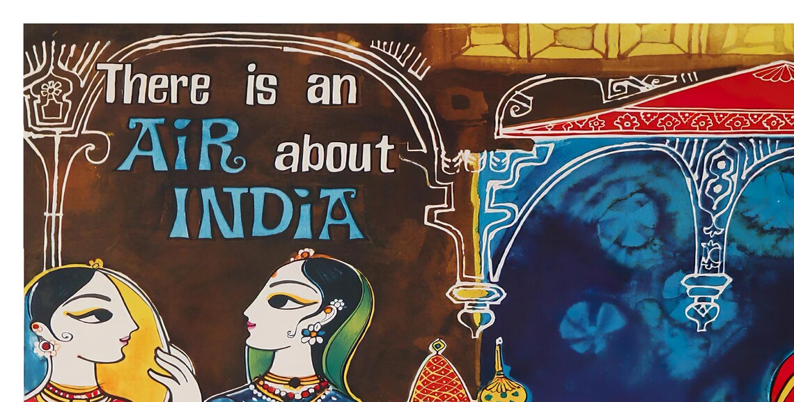 India Royal Maharaja Air India Vintage Airline Travel Poster - Image 2