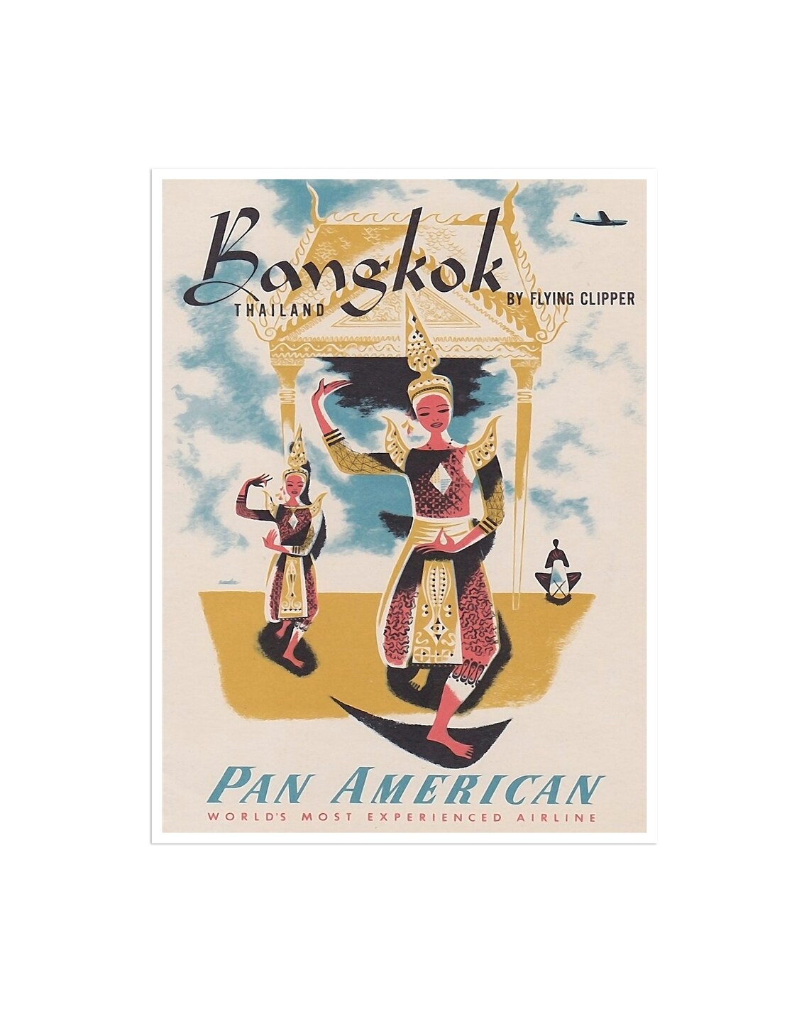 Bangkok Vintage Thai Travel Poster, Home Decor