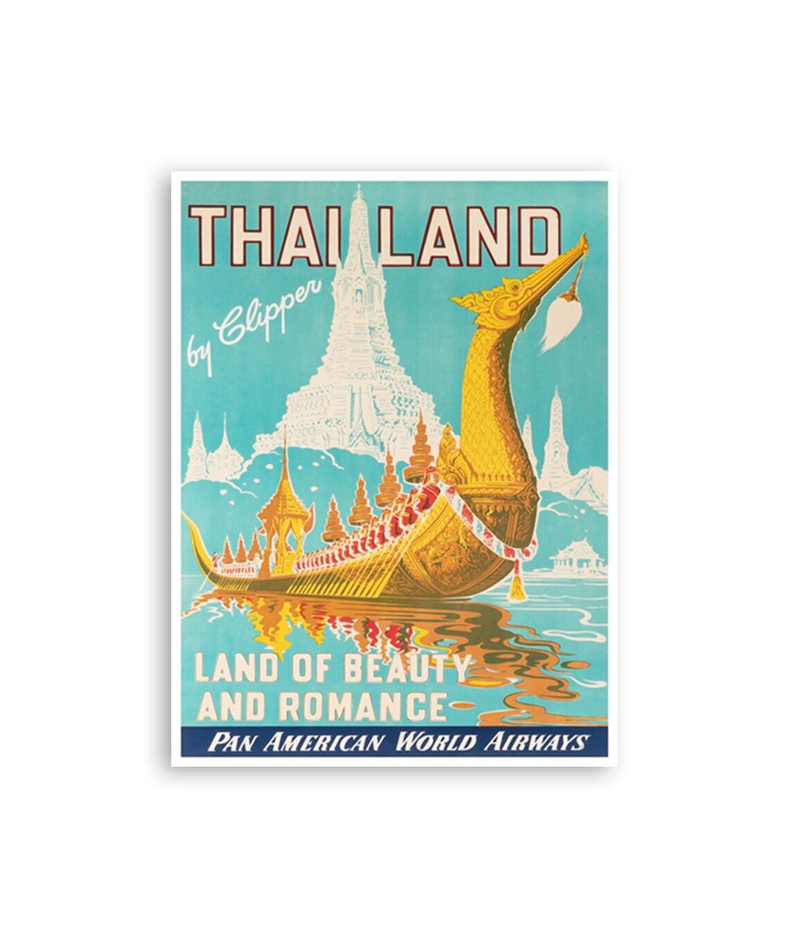 Thailand Vintage Travel Poster, Asian Home Decor