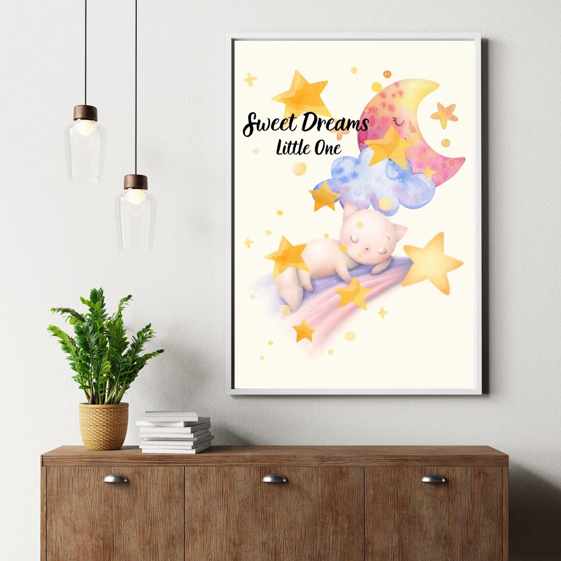 Sweet Dreams Little One, Minimalist Sleeping Cat - Image 5