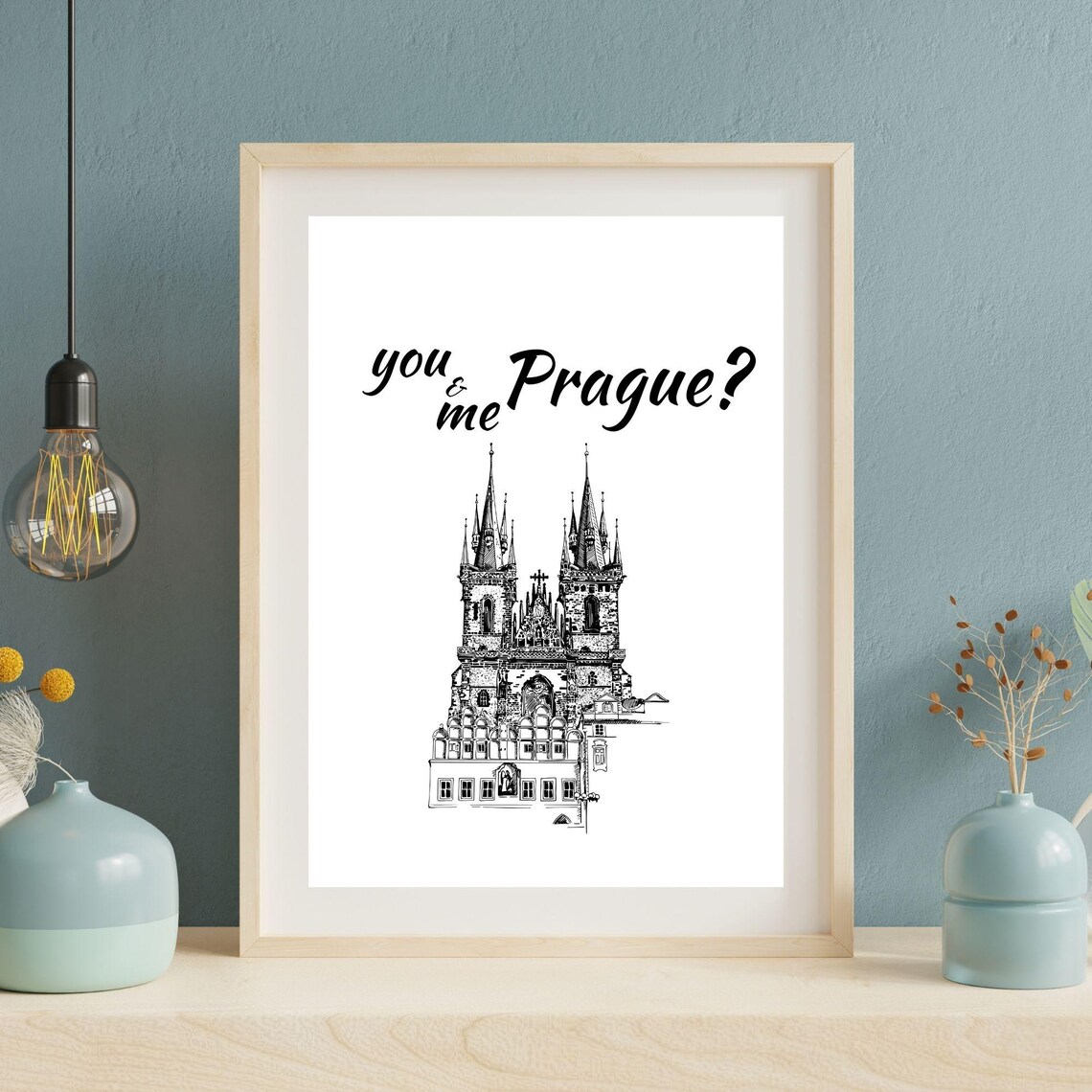 You And Me Prague Romantic Minimalist Travel Art - Image 5