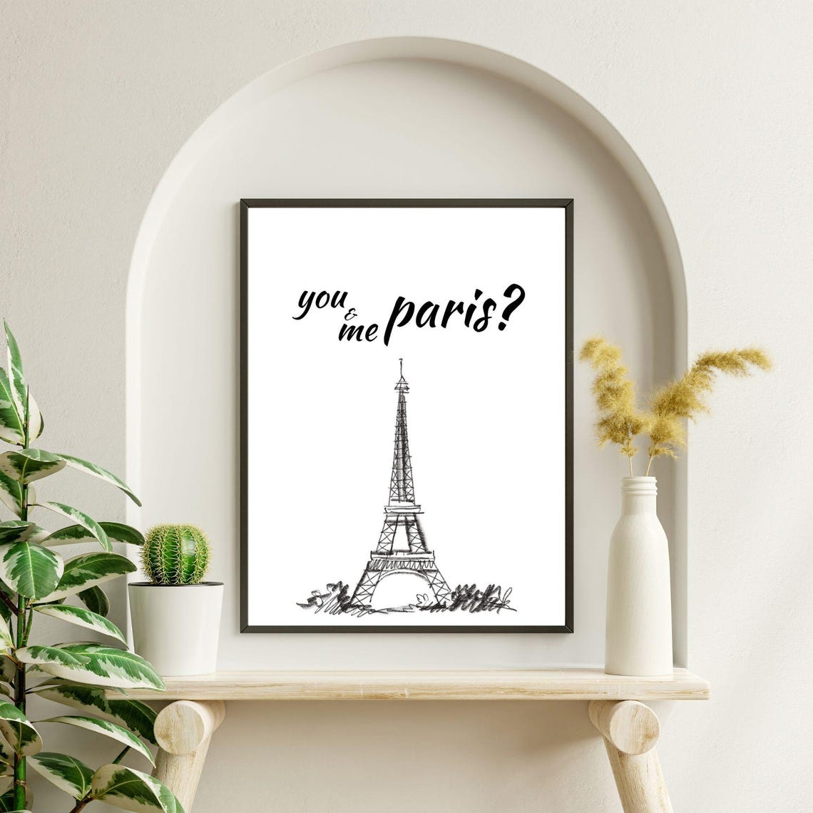 You And Me Paris Eiffel Tower Sketch Romantic Travel Wall Art Poster - Image 7
