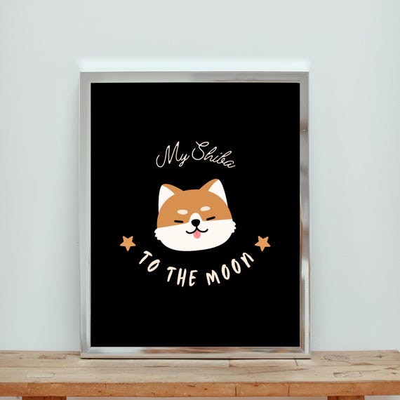 Shiba Inu Crypto Wall Art My Shiba To The Moon Minimalist Black Design Wall Art Wall Art Shiba Inu Crypto