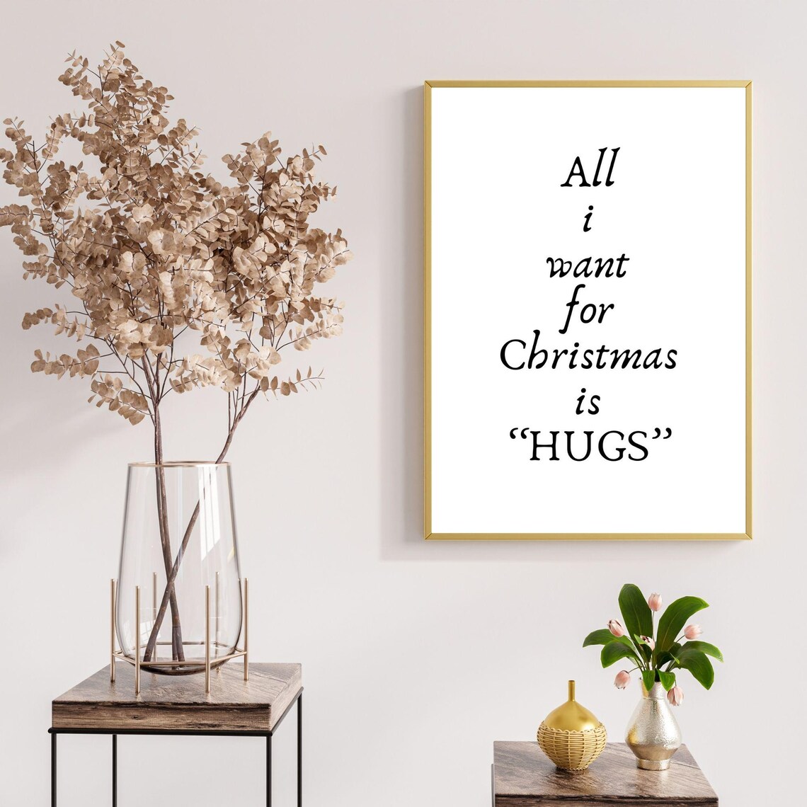 All I Want For Christmas Is Hugs Minimalist Typography Holiday Poster - Image 5