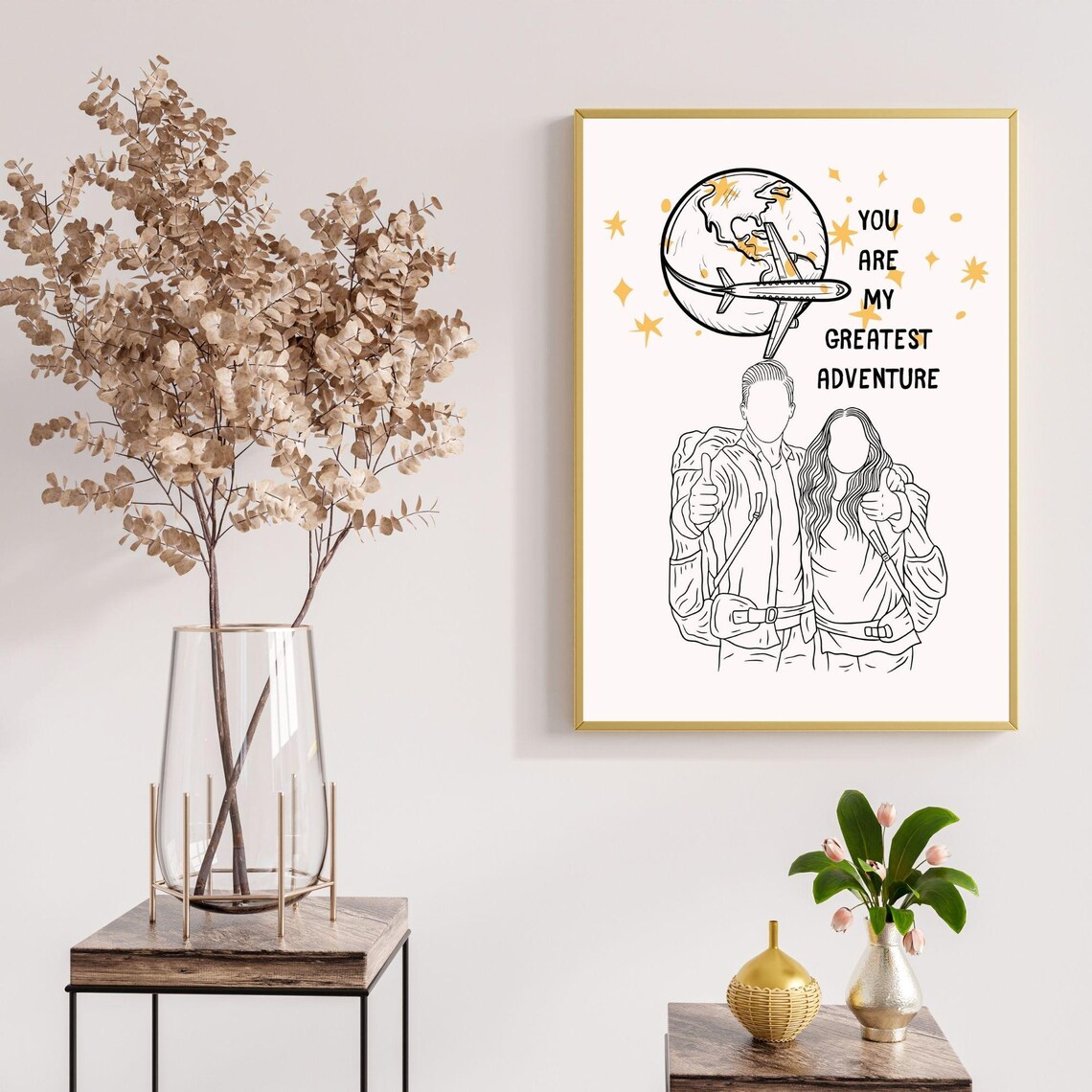 You Are My Greatest Adventure Travel Couple Line Art Wall Poster - Image 7