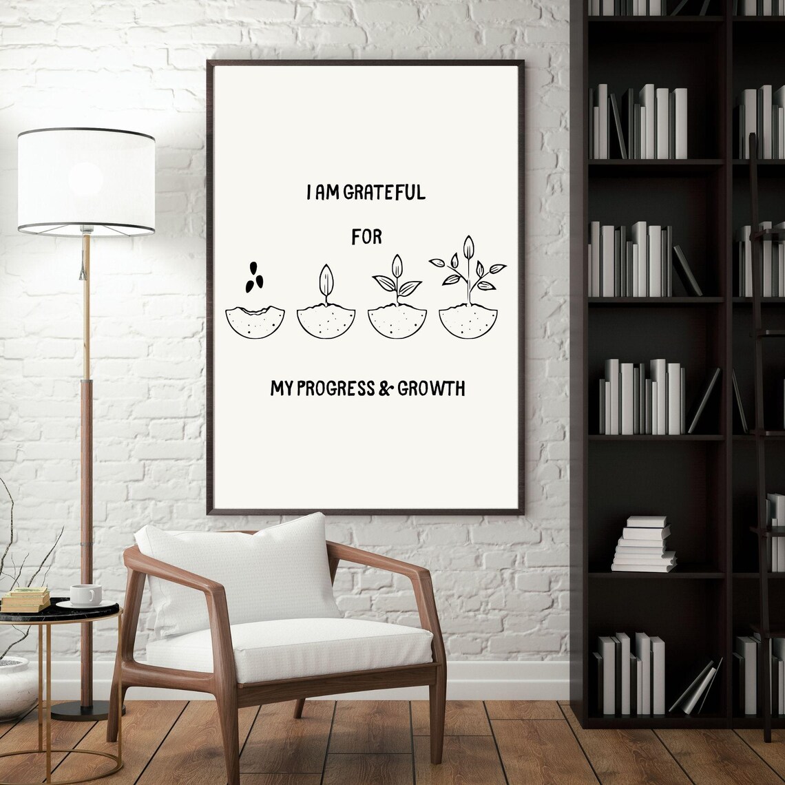 I Am Grateful For My Progress And Growth Seedling Stages Motivational Wall Art Poster - Image 7