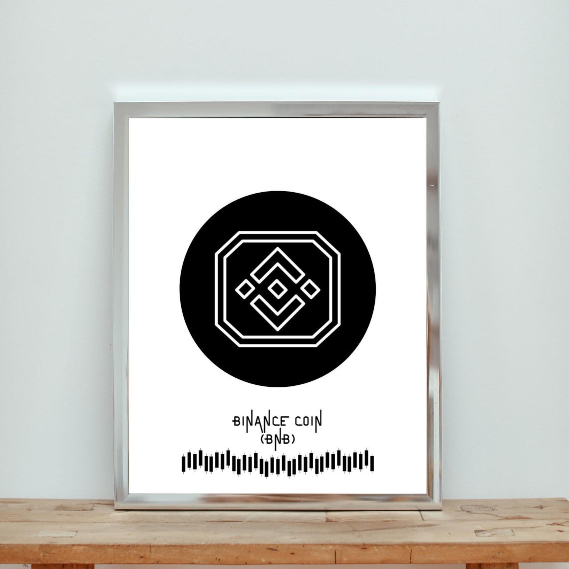 Binance Coin BNB Black And White Minimalist Crypto Logo Wall Poster - Image 3