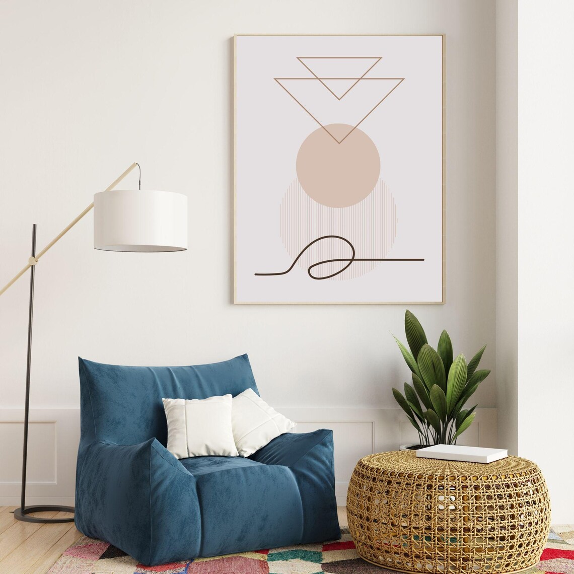 Boho Minimalist Abstract Shapes Wall Art Print - Image 3