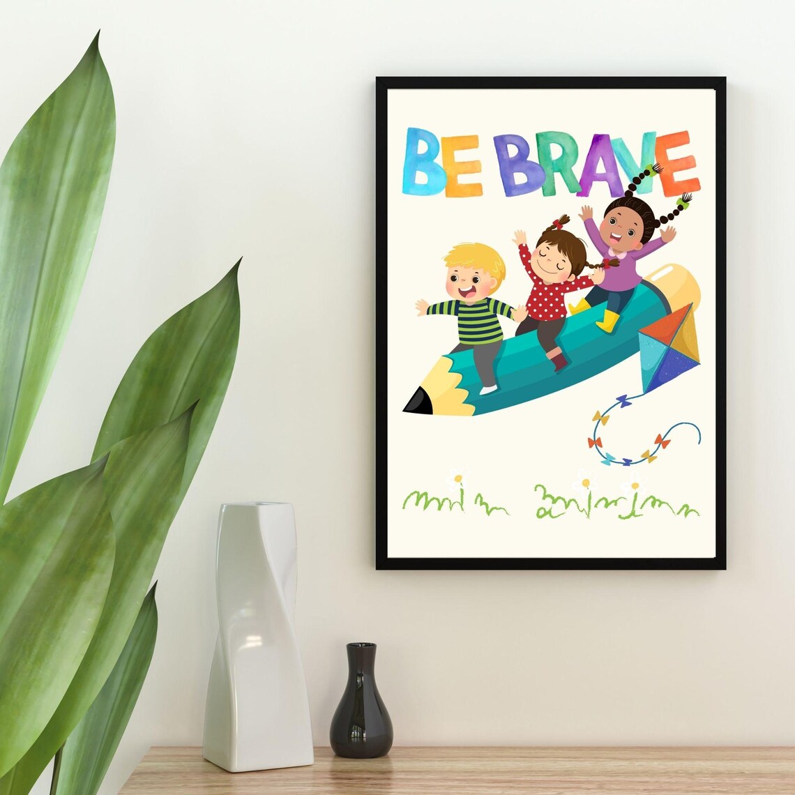 Be Brave Whimsical Inspirational Kids Wall Art - Image 3