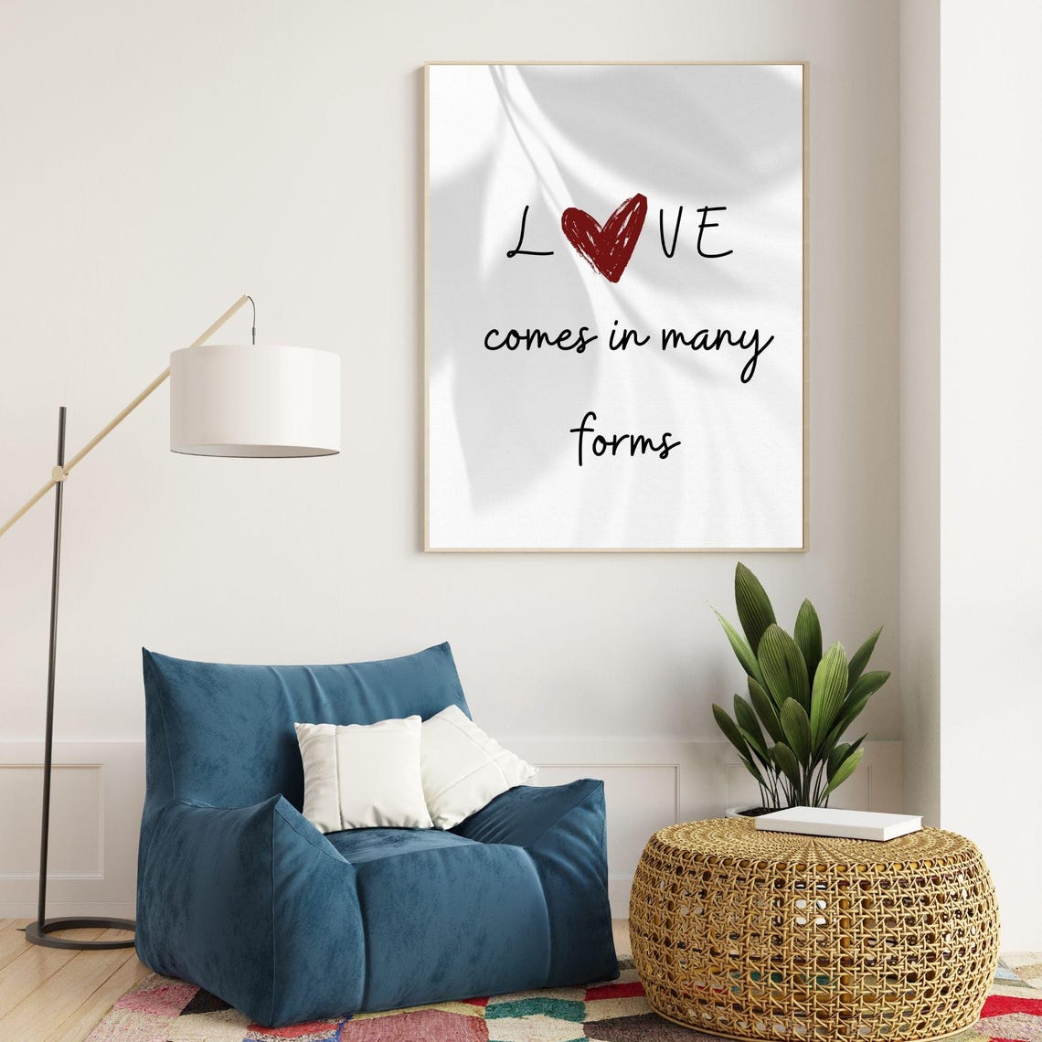 Love Comes In Many Forms Red Heart Minimalist Romantic Wall Poster - Image 3