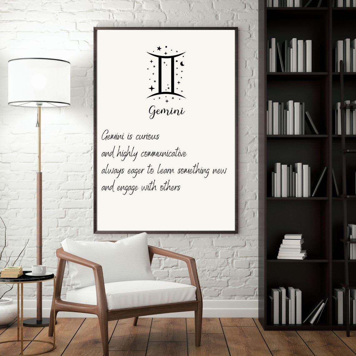 Gemini Zodiac Sign Minimalist Art Print - Image 2