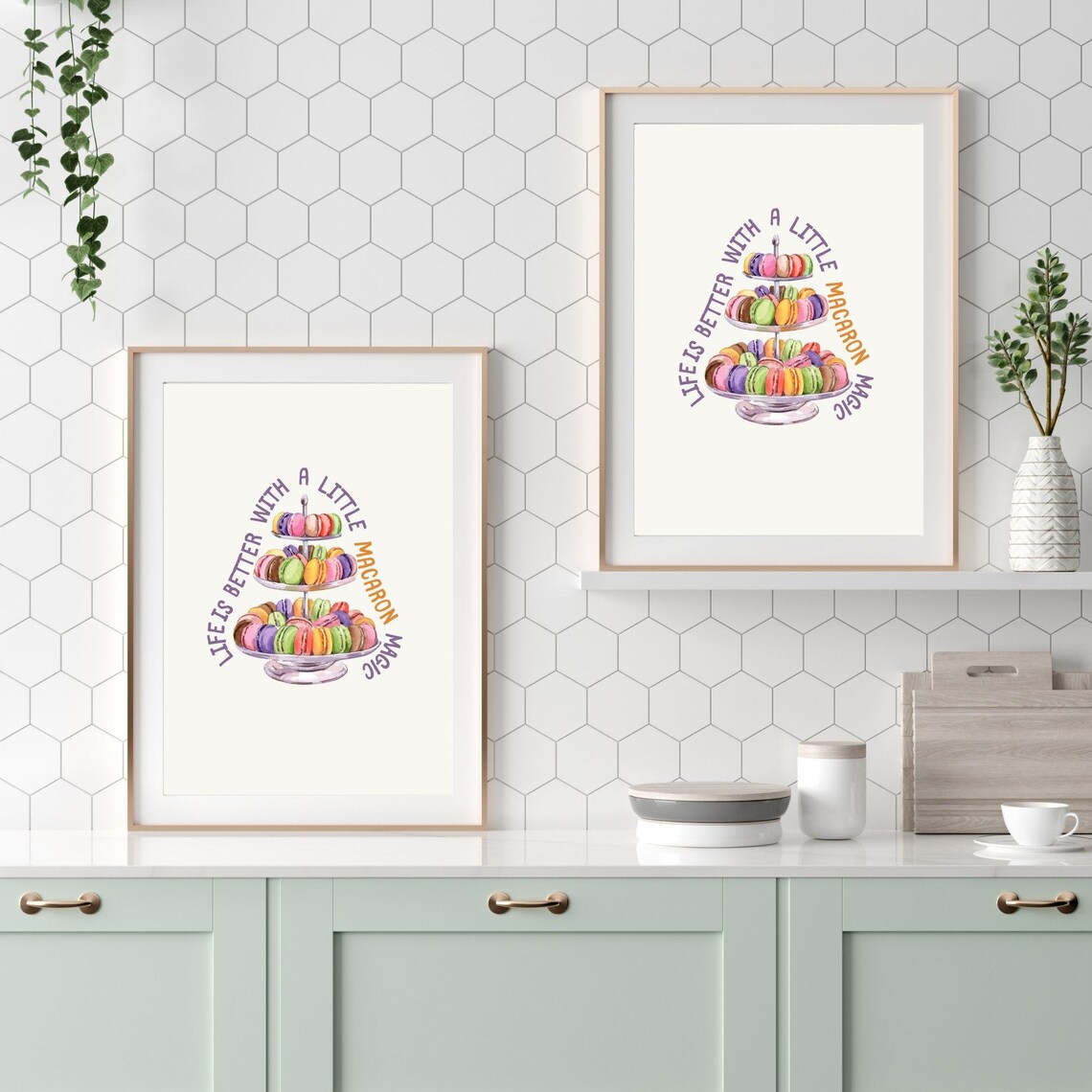 Life Is Better With A Little Macaron Magic Fun Colorful Kitchen Art Minimalist Kitchen Decor Positive Fun Wall Poster - Image 4