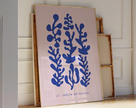 Blue Botanical Cutouts Le Jardin Botanique Matisse Style Art Poster